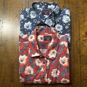 UNTUCKit Relaxed Fit 100% Linen Cotton Button Up Hawaiian Shirt XL Lot of 2